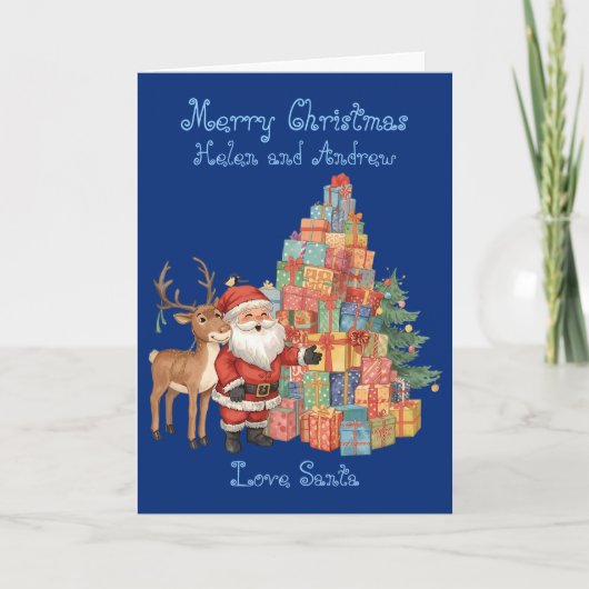 サンタクロースの夢のあるクリスマスカード（名入れ可能） カード (正面)