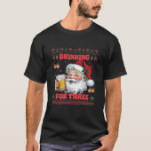 サンタクロースの夫婦のクリスマスの飲み会 Tシャツ (正面)