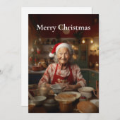 サンタクロースの奥さんがケーキを焼いている シーズンカード (正面/裏面)