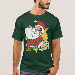 サンタクロースの妖精のライトおもしろいサンタクロースChri Tシャツ