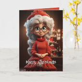 サンタクロースの妻のニットドレス カード (黄色い花)