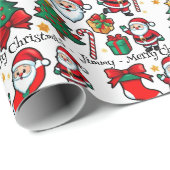サンタクロースの子供の名前とグリーティングクリスマス ラッピングペーパー (ロールコーナー)
