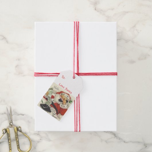 サンタクロースの宛先：差出人：クリスマスギフトタグ ギフトタグ (より糸付き)