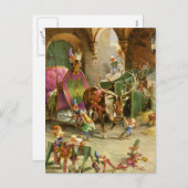 サンタクロースの小妖精や小人がHIs北極ワークショップに シーズンポストカード (正面/裏面)