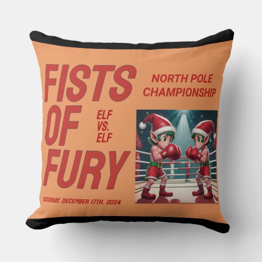 サンタクロースの小妖精や小人のうち2人がボクシング選手権で優勝 クッション (正面)