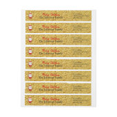 サンタクロースの差出人住所との織り目加工の金ゴールド ラップアラウンドラベル (シート)