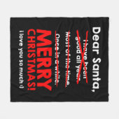 サンタクロースの希望リストのクリスマスプレゼントのクリスマス フリースブランケット (正面(横))