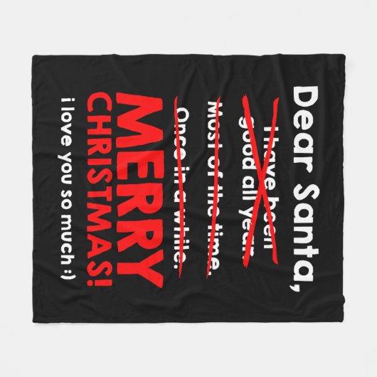 サンタクロースの希望リストのクリスマスプレゼントのクリスマス フリースブランケット (正面(横))