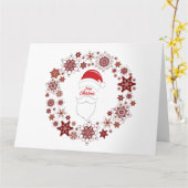 サンタクロースの帽子とヒゲのメリークリスマス カード (黄色い花)