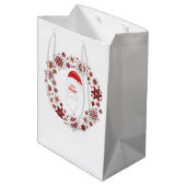 サンタクロースの帽子と顎鬚はクリスマスに輝く ミディアムペーパーバッグ (裏面アングル)