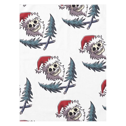 サンタクロースの帽子のひげが付いているスカル テーブルクロス (正面)