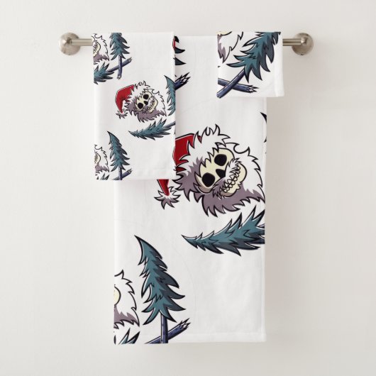 サンタクロースの帽子のひげが付いているスカル バスタオルセット (インサイチュ)