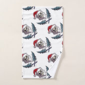 サンタクロースの帽子のひげが付いているスカル バスタオルセット (ハンドタオル)