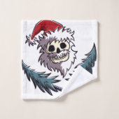 サンタクロースの帽子のひげが付いているスカル バスタオルセット (ウォッシュタオル)