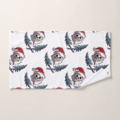 サンタクロースの帽子のひげが付いているスカル バスタオルセット (ハンドタオル)