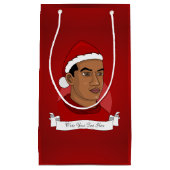 サンタクロースの帽子の漫画を持つ男性 スモールペーパーバッグ (正面)