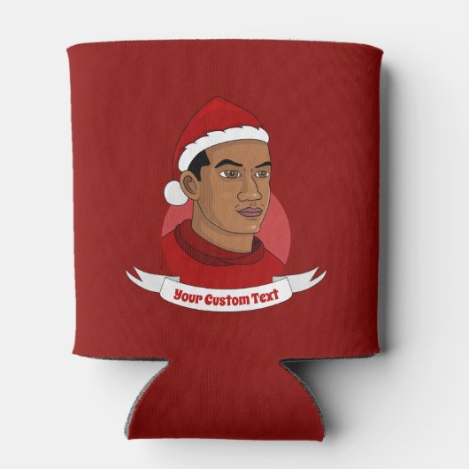 サンタクロースの帽子の漫画クーラーボックスを持つ男性 缶クーラー (裏面)