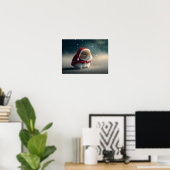 サンタクロースの帽子をかぶったかわいい小さなバニー ポスター (ホームオフィス)