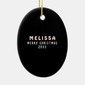 サンタクロースの帽子をかぶったエルフのブーツ 黒のクリスマス セラミックオーナメント (裏面)