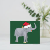 サンタクロースの帽子をかぶったクリスマスの象 緑 シーズンカード (スタンド正面)