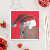 サンタクロースの帽子をかぶったクリスマスホース スタンダードランチョンナプキン (インサイチュ)