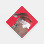 サンタクロースの帽子をかぶったクリスマスホース スタンダードランチョンナプキン (角)