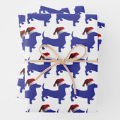 サンタクロースの帽子をかぶったダシュント ラッピングペーパーシート (インサイチュ)