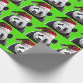 サンタクロースの帽子をかぶったパンダのクマ ラッピングペーパー (角)