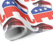 サンタクロースの帽子をかぶった共和党の象 ラッピングペーパー (ロールコーナー)