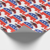 サンタクロースの帽子をかぶった共和党の象 ラッピングペーパー (角)