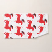 サンタクロースの帽子をかぶった赤いダシュント バスタオルセット (ハンドタオル)