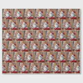 サンタクロースの帽子を被ったサモイドッグ ラッピングペーパー (フラット)