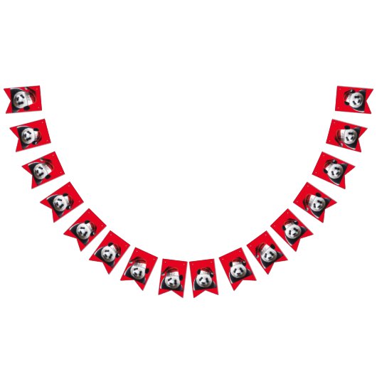 サンタクロースの帽子を被ったパンダのクマ バンティングフラッグ (全)