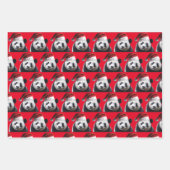 サンタクロースの帽子を被ったパンダのクマ ラッピングペーパーシート (正面2)