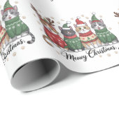 サンタクロースの帽子を被った、ミョイのクリスマス猫のかわいい猫 ラッピングペーパー (ロールコーナー)