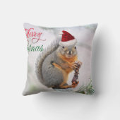 サンタクロースの帽子を身に着けているクリスマスのリス クッション (裏面)