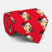 サンタクロースの帽子を身に着けているゴールデン・リトリーバー ネクタイ (ロール)