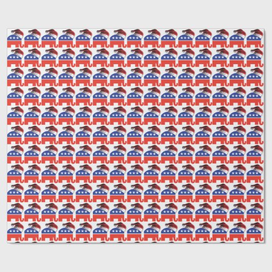 サンタクロースの帽子を身に着けている共和党象 ラッピングペーパー (フラット)