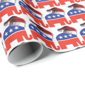 サンタクロースの帽子を身に着けている共和党象 ラッピングペーパー (ロールコーナー)