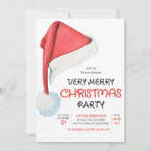 サンタクロースの帽子 クリスマスパーティ 招待状 (正面)