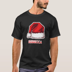 サンタクロースの帽子 Rebecca クリスマス 名前 プレミアム Tシャツ
