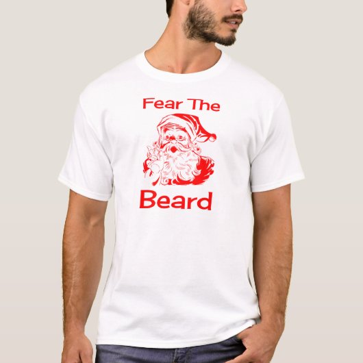 サンタクロースの恐れおもしろいなひげ Tシャツ (正面)