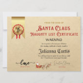 サンタクロースの悪い子リスト クリスマス警告 シーズンカード (正面)