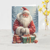 サンタクロースの挨拶　折りたたみ式グリーティングカード カード (黄色い花)