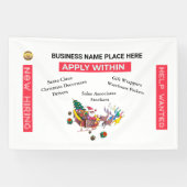 サンタクロースの採用を希望するカスタムクリスマス 横断幕 (横)