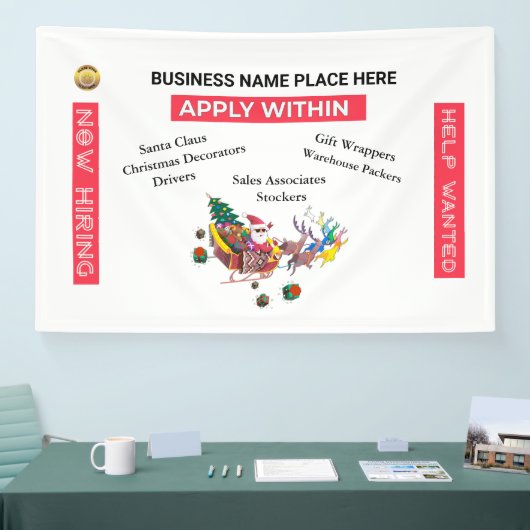 サンタクロースの採用を希望するカスタムクリスマス 横断幕 (トレードショー)