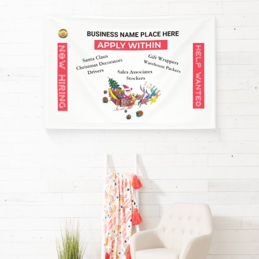 サンタクロースの採用を希望するカスタムクリスマス 横断幕 (インサイチュ)