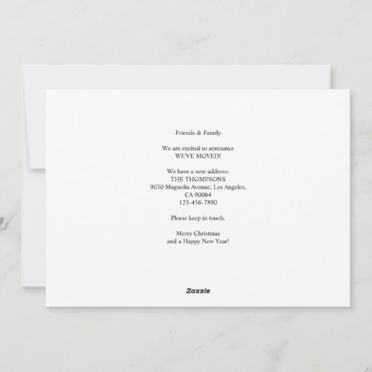 サンタクロースの新しいストップお知らせしました 新住所のお写真お引越し シーズンカード (裏面)