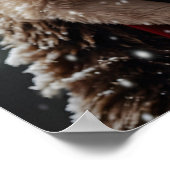 サンタクロースの服を着たグリズリーベア ポスター (角)