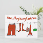 サンタクロースの服を着てクリスマスを楽しむ シーズンカード (スタンド正面)
